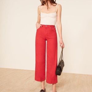 Reformation red Chevy jeans